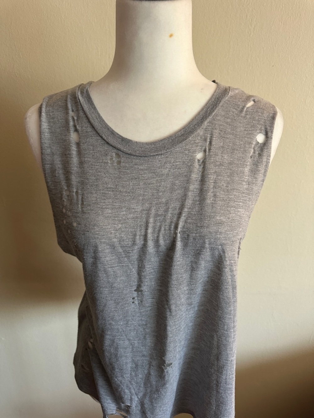 Women's Distressed Gray Sleeveless Tank Top